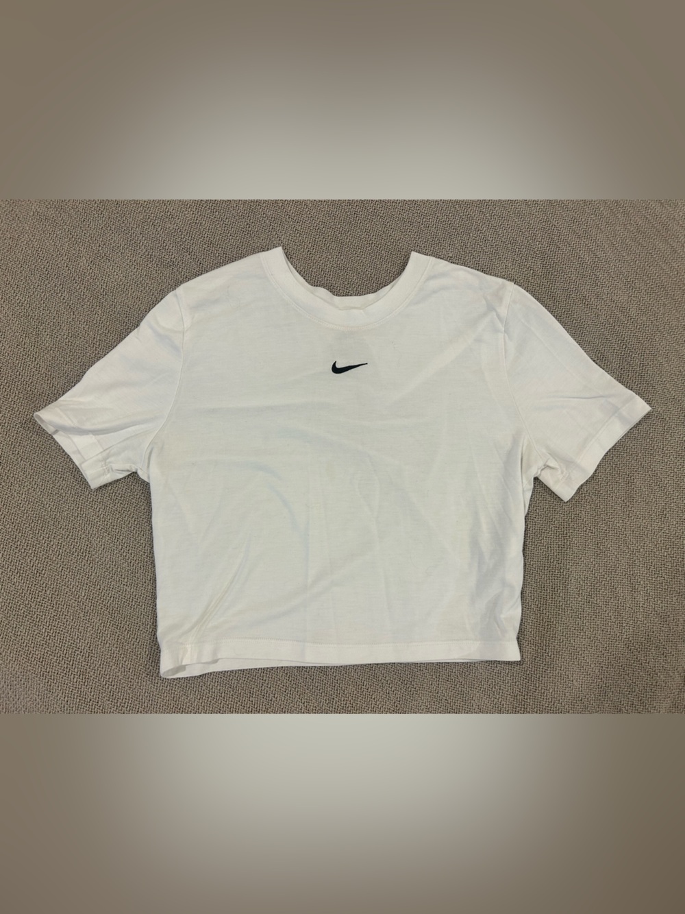Nike White Cropped Tee with Black Swoosh